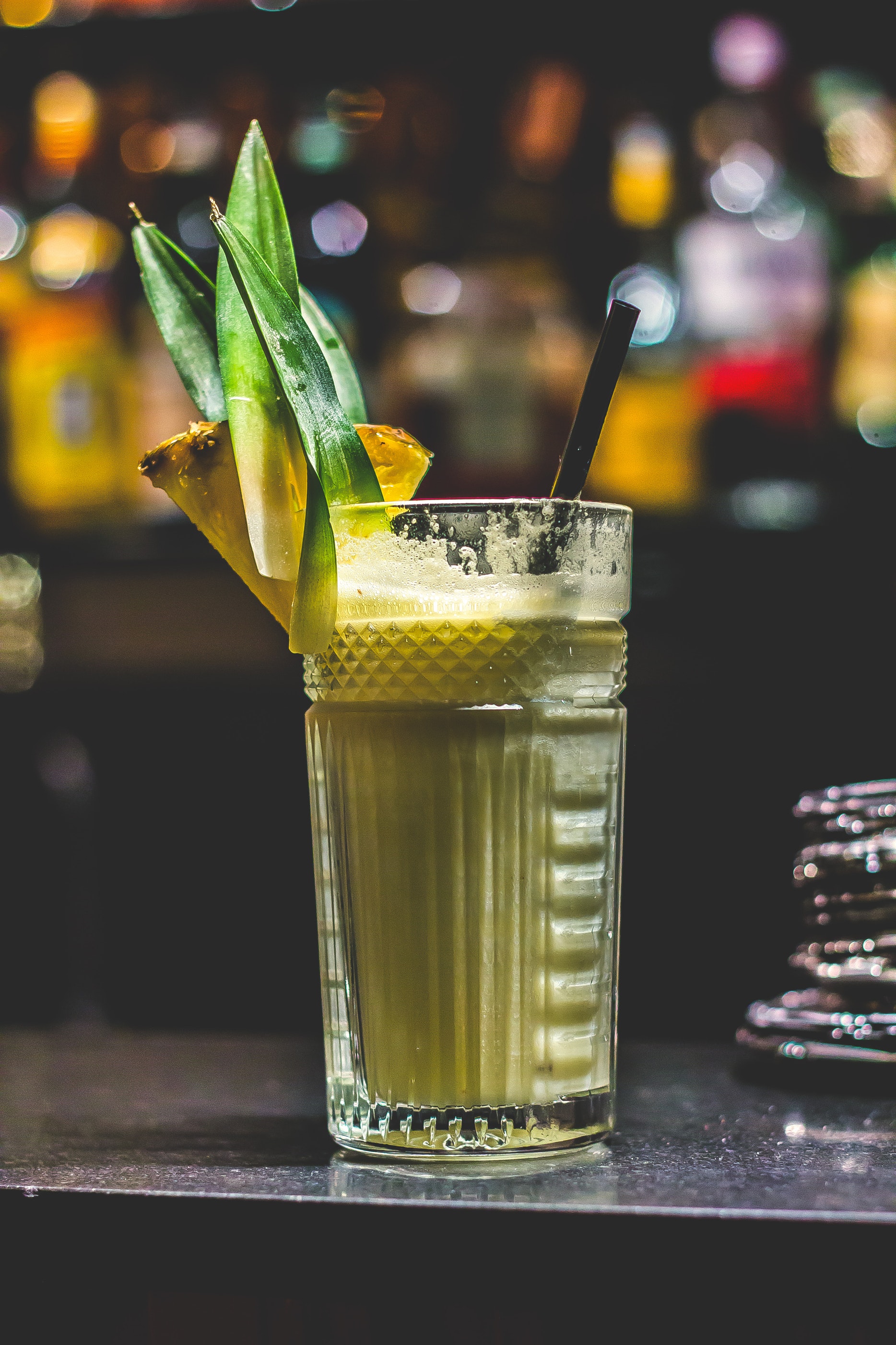 green smoothie on a table